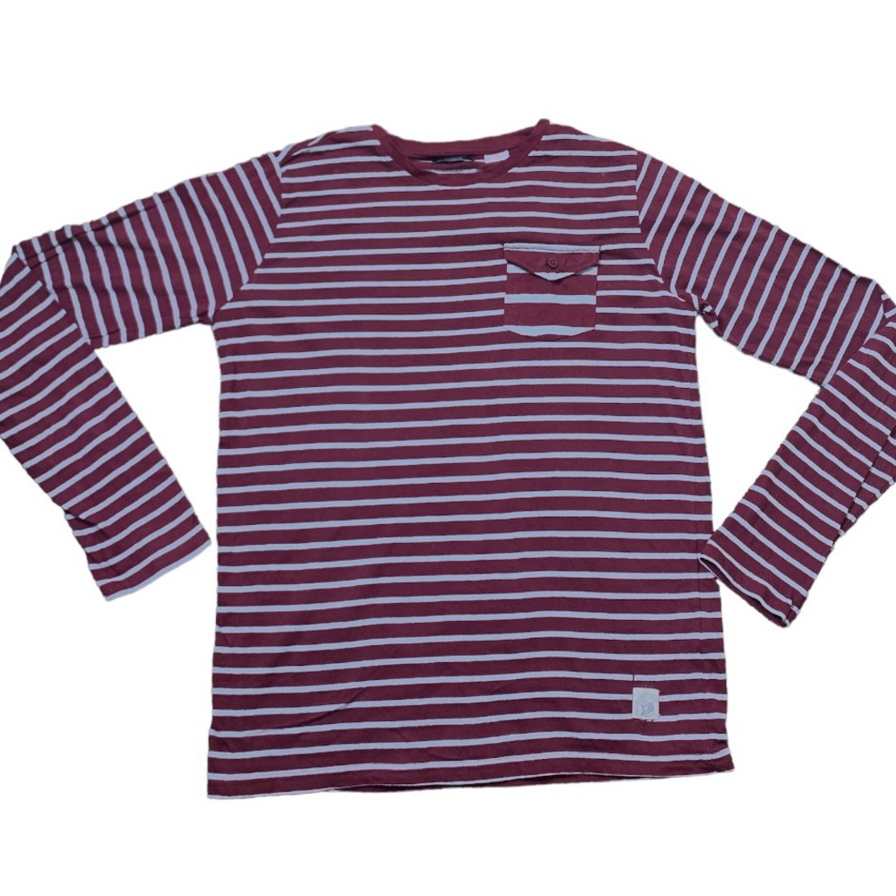 SILVER JEANS TRIPLE 5 Pocket Stripe Long Sleeve Top Burgundy Red Boys Age 12Y